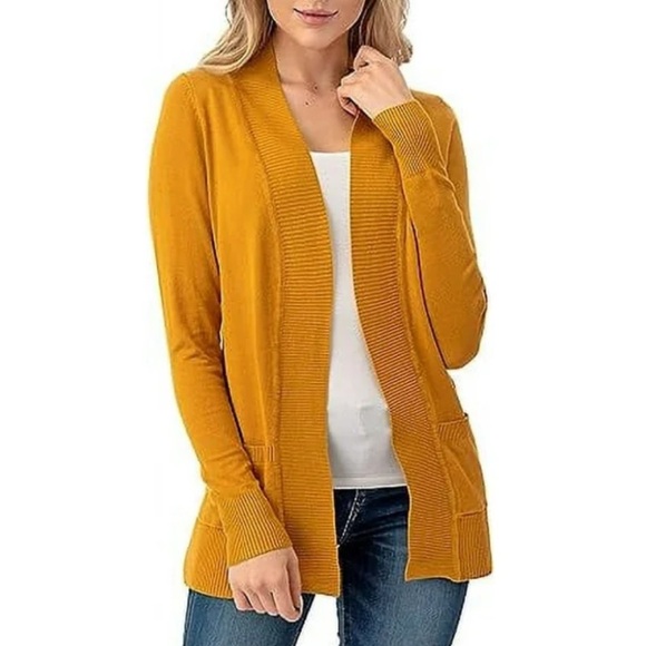 TIME AND TRU Women’s Open Front Cardigan Mustard Yellow Size Small - Picture 1 of 5